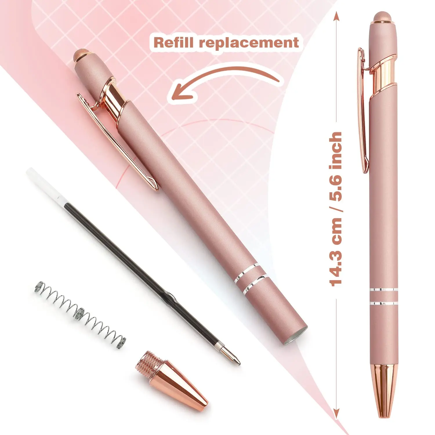 6Pcs Rose Gold Ballpoint Pens Push Action Business Office Signature Pens School Stationery Writing Instruments