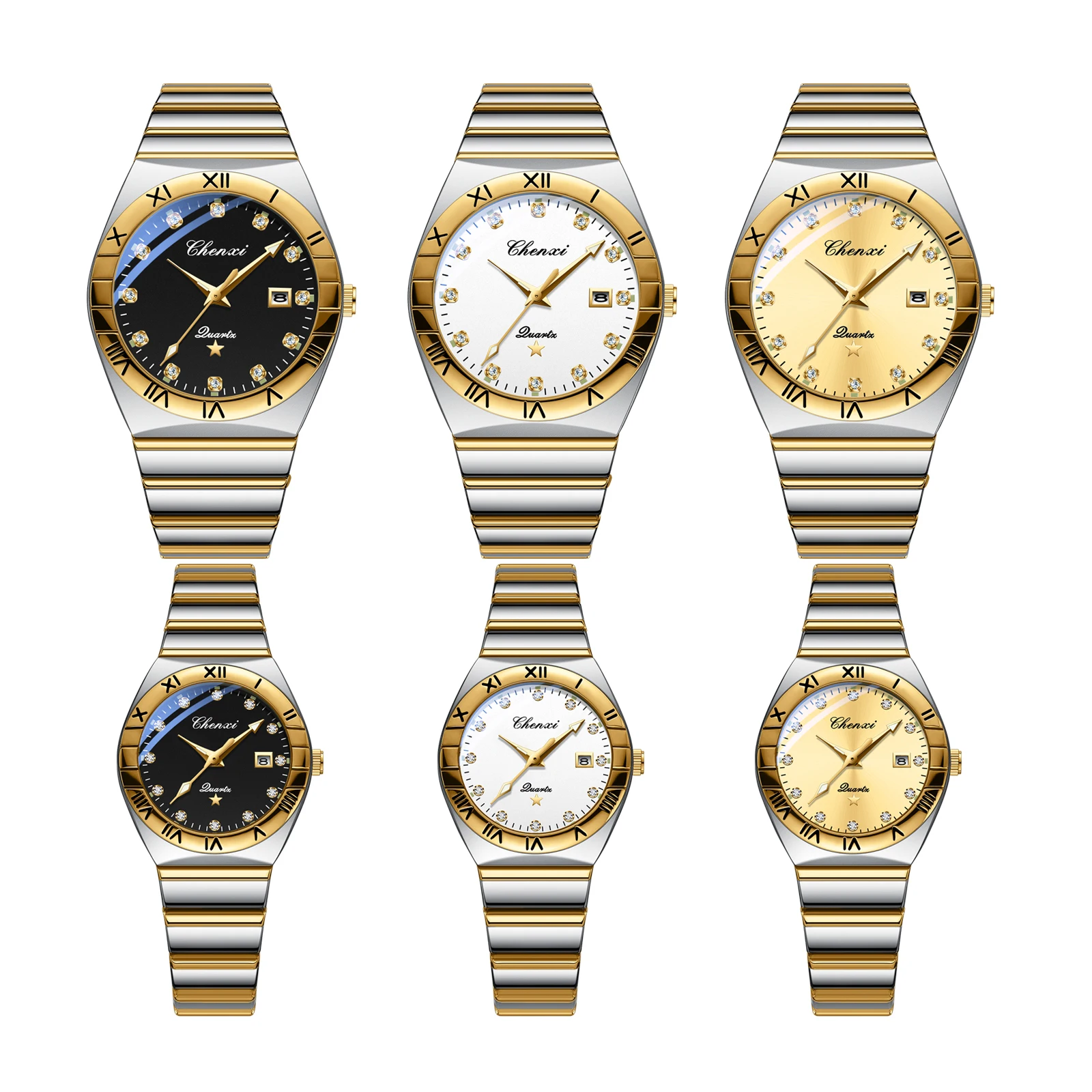 ساعة رجالي موضة فاخرة مقاوم للماء زوجين عشاق كوارت...