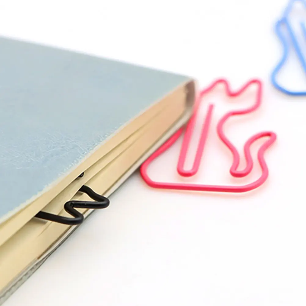 24Pcs 고양이 종이 클립 사랑스러운 동물 모양 학교 사무실 북마크 사진 클립을위한 창조적 인 장식 종이 클립