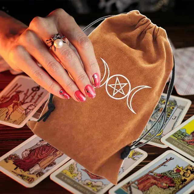 Tarot Táska 18X10Cm Fedélzeti Kocka Tároló Puha Nyomtatott Kártya Tartó Húzózsinórral Kis Bársony Tasak A Számára - Image 2