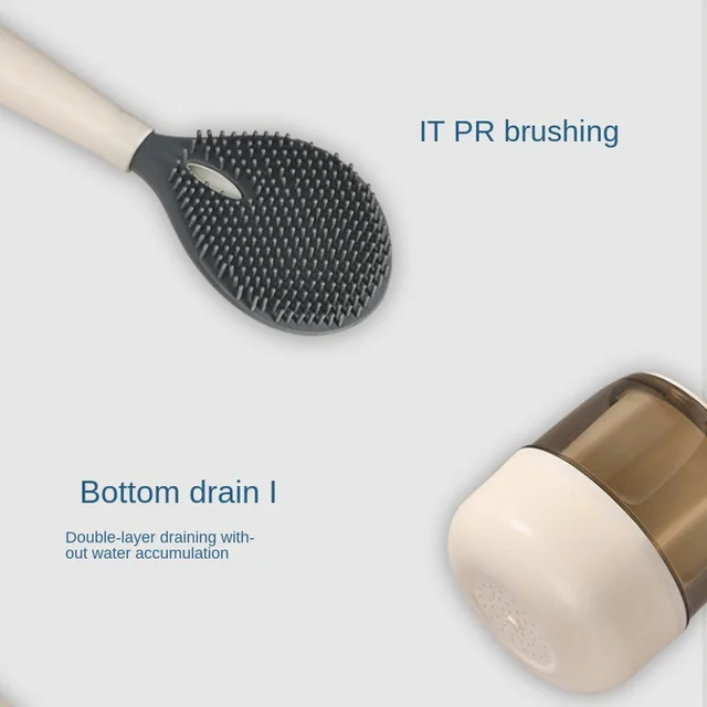 Szappanmentes Lyukasztó Fal Függő Wc -Kefe Zárójel -Szilikon Hosszú Fogantyú Tisztító Kefe Fürdőszoba Kiegészítők - Image 5