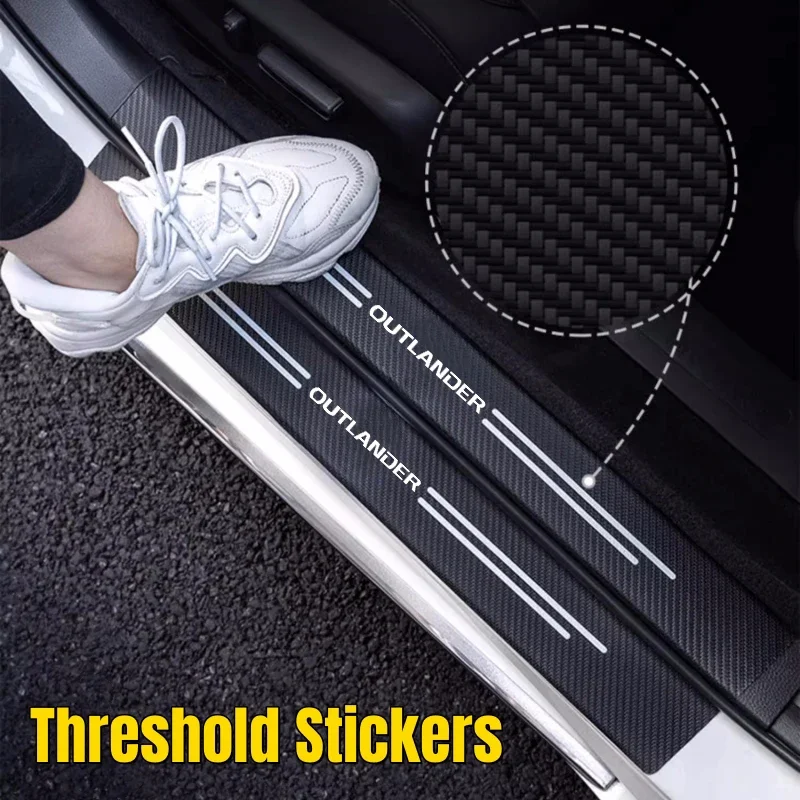 

Car Door Threshold Tape Sill Protective Stickers Decal for Mitsubishi OUTLANDER Logo Rear Trunk Bumper Anti-scratches Guard Trim