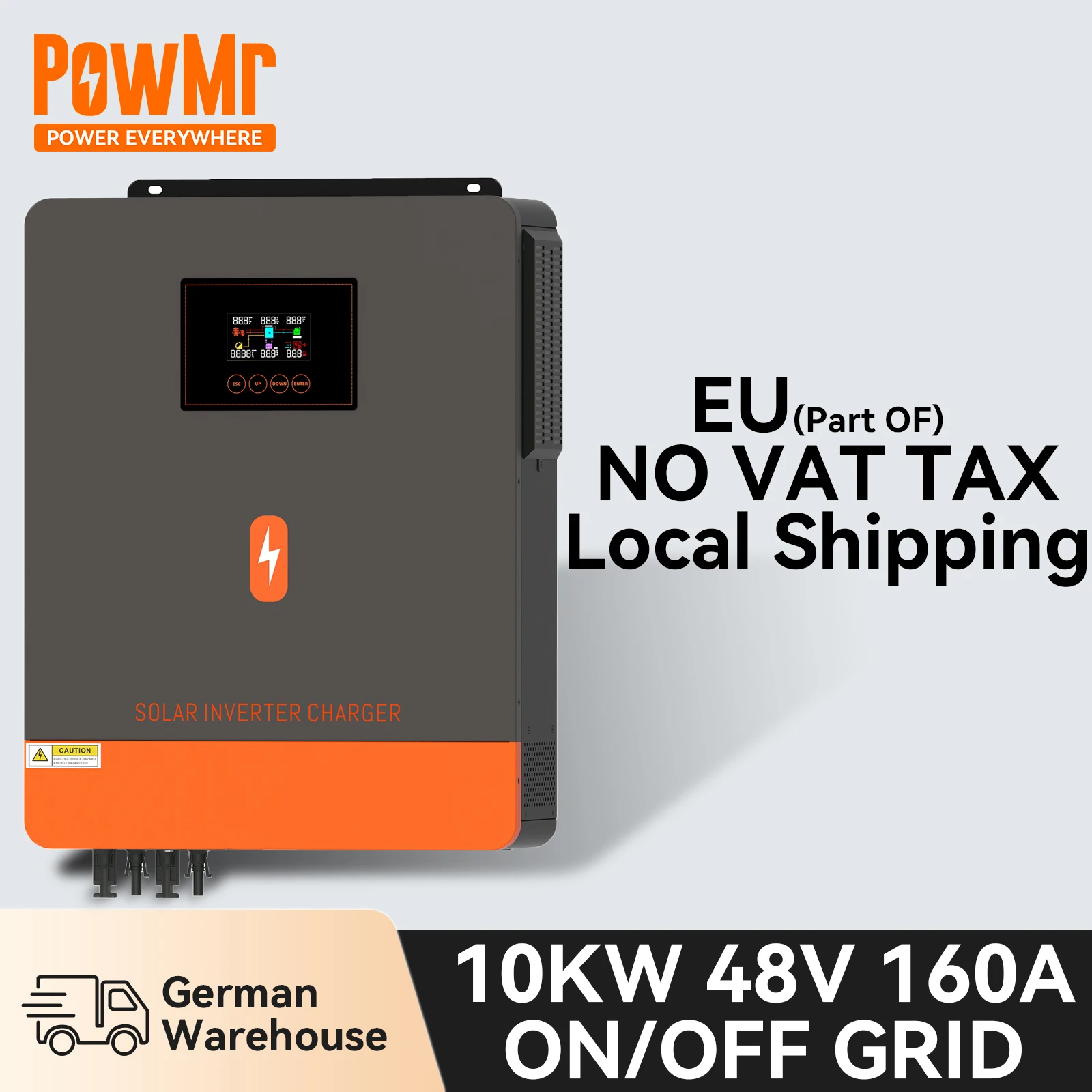 

PowMr 48V 10KW MPPT Hybrid Solar Inverter On Grid Off Grid Pure Sine Wave Inverter Grid-Tie 160A Dual PV Input Dual AC Output