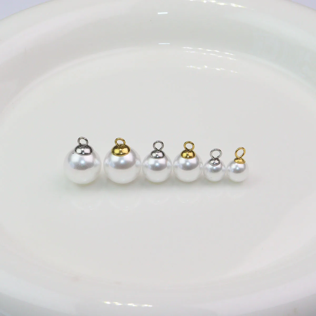 

10pcs StainlessSteel Anti-allergy Cap Plastic Pearls Dangling Charms DIY Fashion Jewelry Earrings Necklace Unfading Colorless