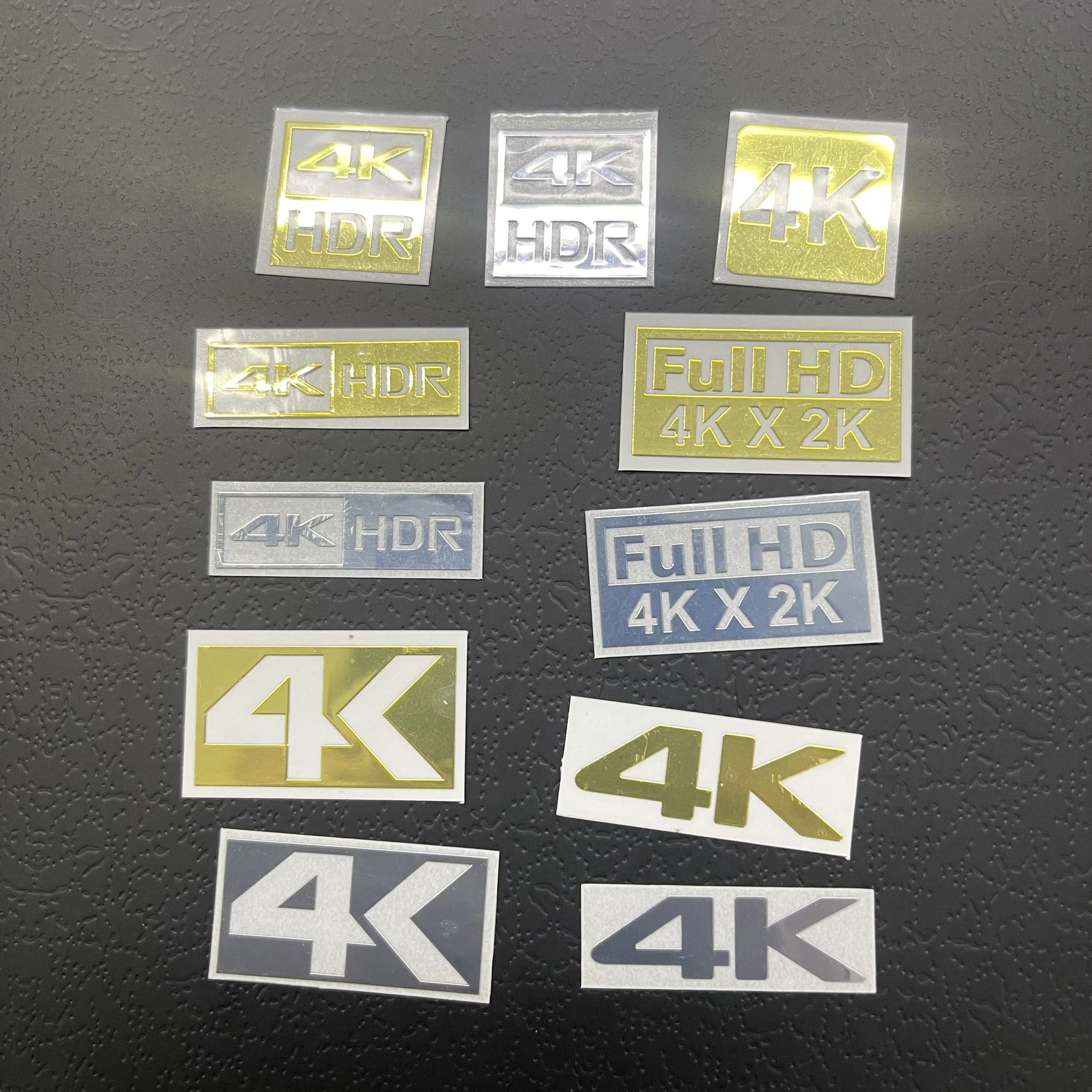 

Personalized Gold and Silver 4K HDR FHD HD certification label TV Monitor Home Theater mobile phone computer metal sticker