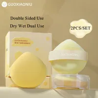 GUOXIAONIU 2PCS Double Sided Use Makeup Blender Puffs Loose Powder Foundation BB Cream Dry Wet Use Cosmetics Applicator Sponge 1