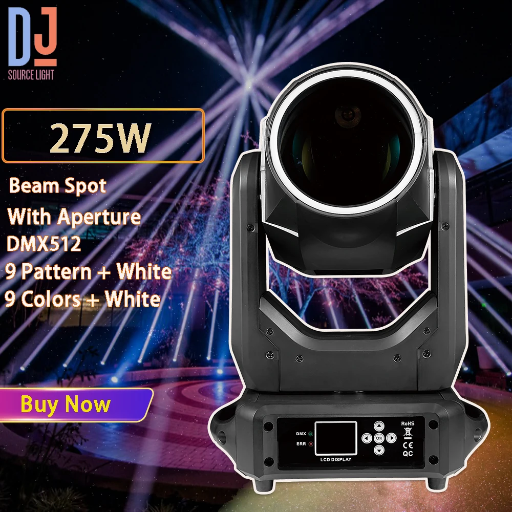 Nuovo Mini 275W Beam Spot Moving Head Light Con Apertura Dmx512 Dj Stage Lighting Per Disco Party Club Bar Stage Effect Lamp