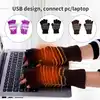 1 Pair 5V USB Winter Warm Heating Gloves Men Women Heated Half Finger Mittens Keep Warm 2