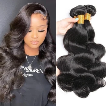 Human Hair Bundles Natural Hair Extension Body Wave Hair Extensions For Women Brazilian 30 inches Wet And Wavy Real Natural Bundle