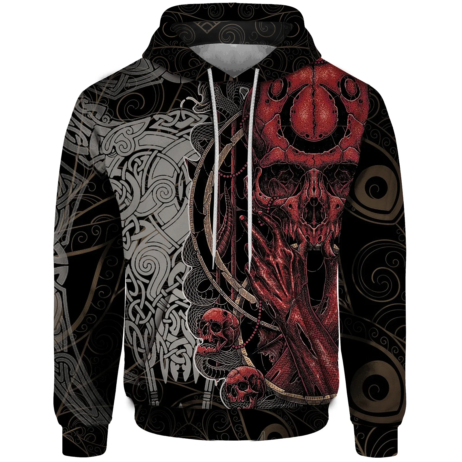 thumbnail image 1 of Sudadera con capucha de otoño para hombre, sudadera con capucha con estampado de calavera gótica, ropa para hombre, ropa Y2k, sudaderas para hombre, jersey informal Harajuku, 1 of 4