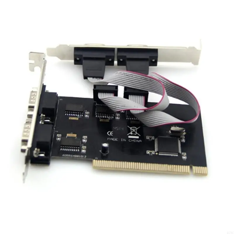 D7YC Fast Speed PCIE Serial Adapter Card Converts to 4 Independent 9 Pin RS232 Port for Easy Use