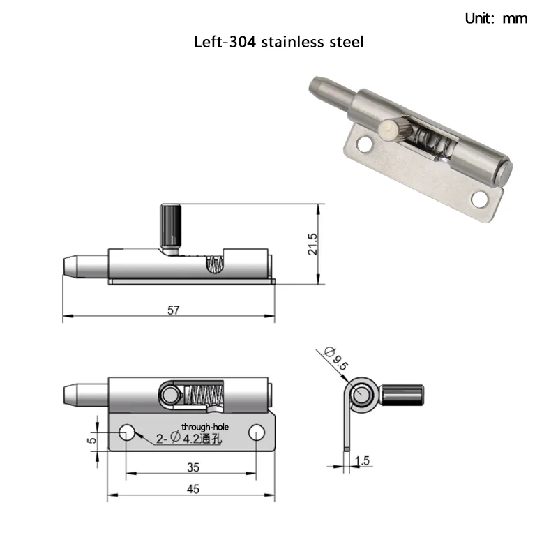 Description Picture 6 of itemIron Galvanized or Stainless Steel Spring-loaded Hinge Pin for Retractable Doors Detachable Hinges and Cabinet Door Latches
