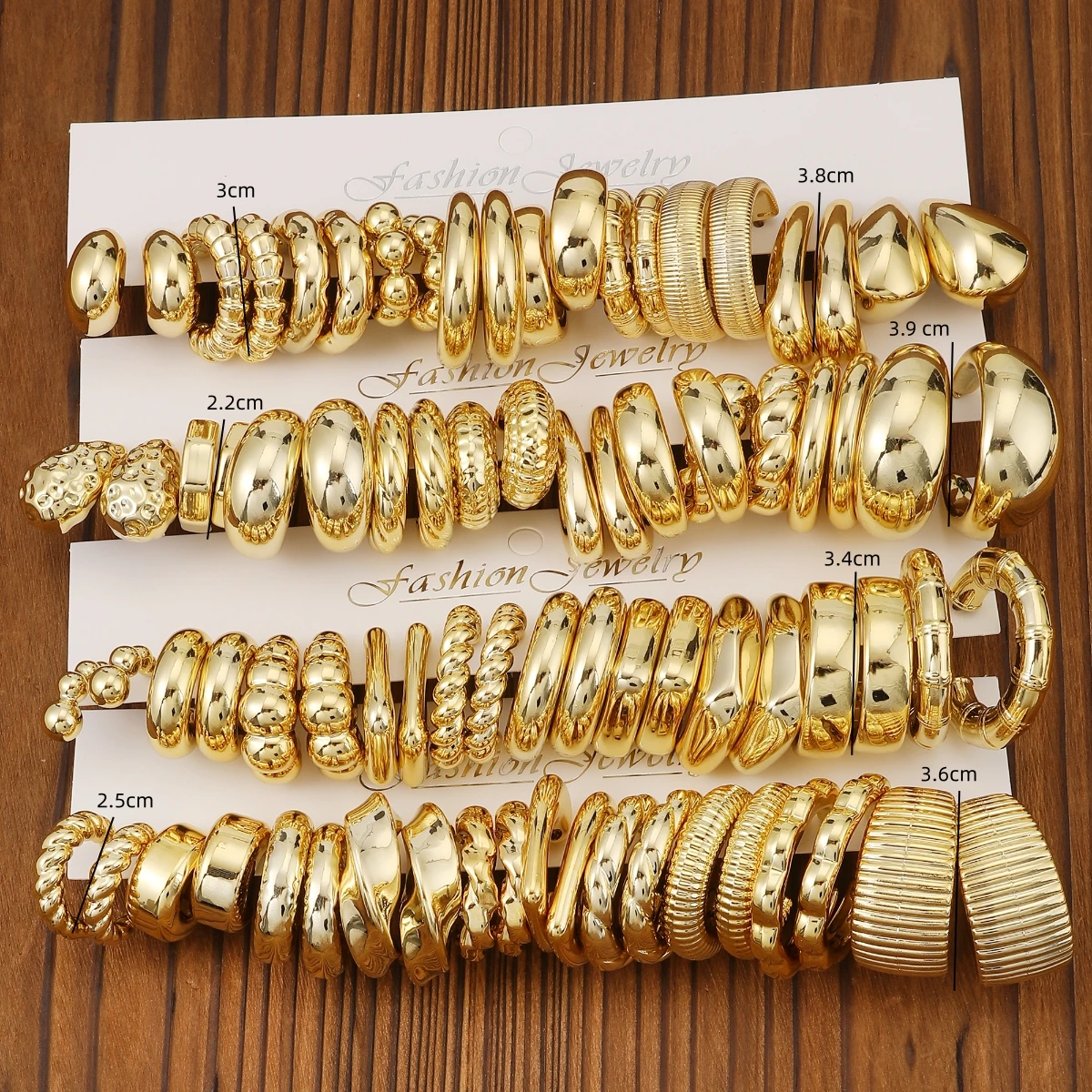 10pairs/40pairs European and American New Simple Design Geometric Golden-plated Plastic Material Earrings With Various C-shaped 6