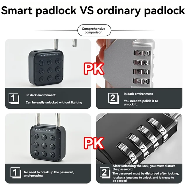 ABDE-Tuya Padlock Password Electronic Lock Keyless Quick Unlock Anti Theft Padlock IP67 Waterproof Home Securit Lock 5
