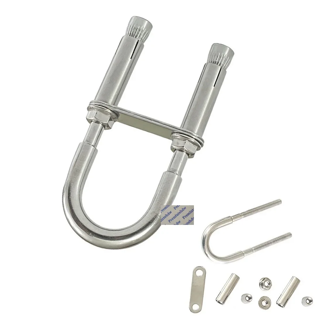 1Piece 304 Stainless Steel U Shaped Ceiling Hanging Hook With Dual Sleeve Anchor Heavy Duty For Hammock Boxing Swing