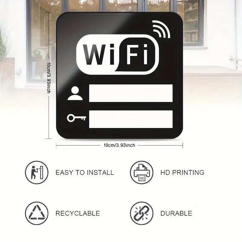 1/5Pcs 공공 장소, 가정, 상점용 아크릴 미러 WiFi 표지판 스티커, 손글씨 계정 및 번호 WiFi 공지판 표지판