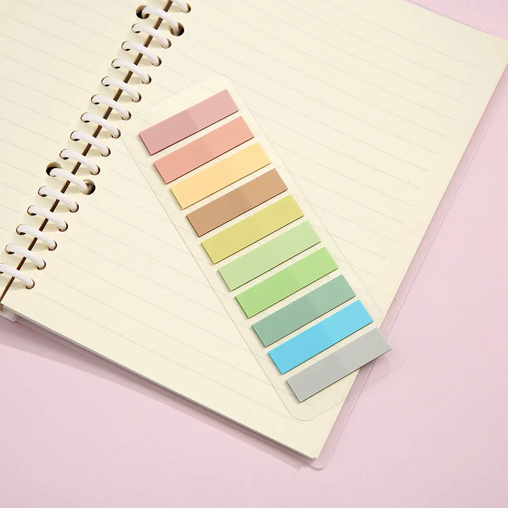 Vibrant Transparent Colorful Index Sticker Memo Pad - 200 Sheets Self-Adhesive Sticky Notes