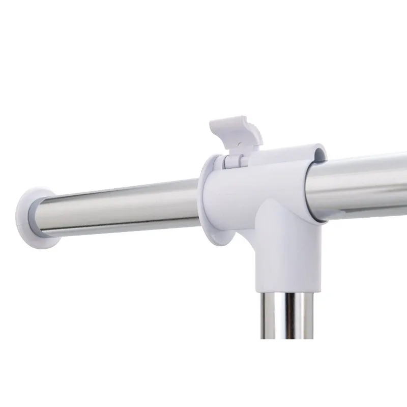 Adjustable Metal Rolling Garment Clothes Rack, Chrome & White 6