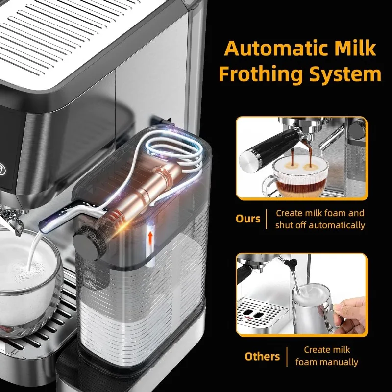 Espresso Machine 20 Bar, Cappuccino Machine with Automatic Milk Frother, Coffee Maker with Touchscreen, Latte Machine 4