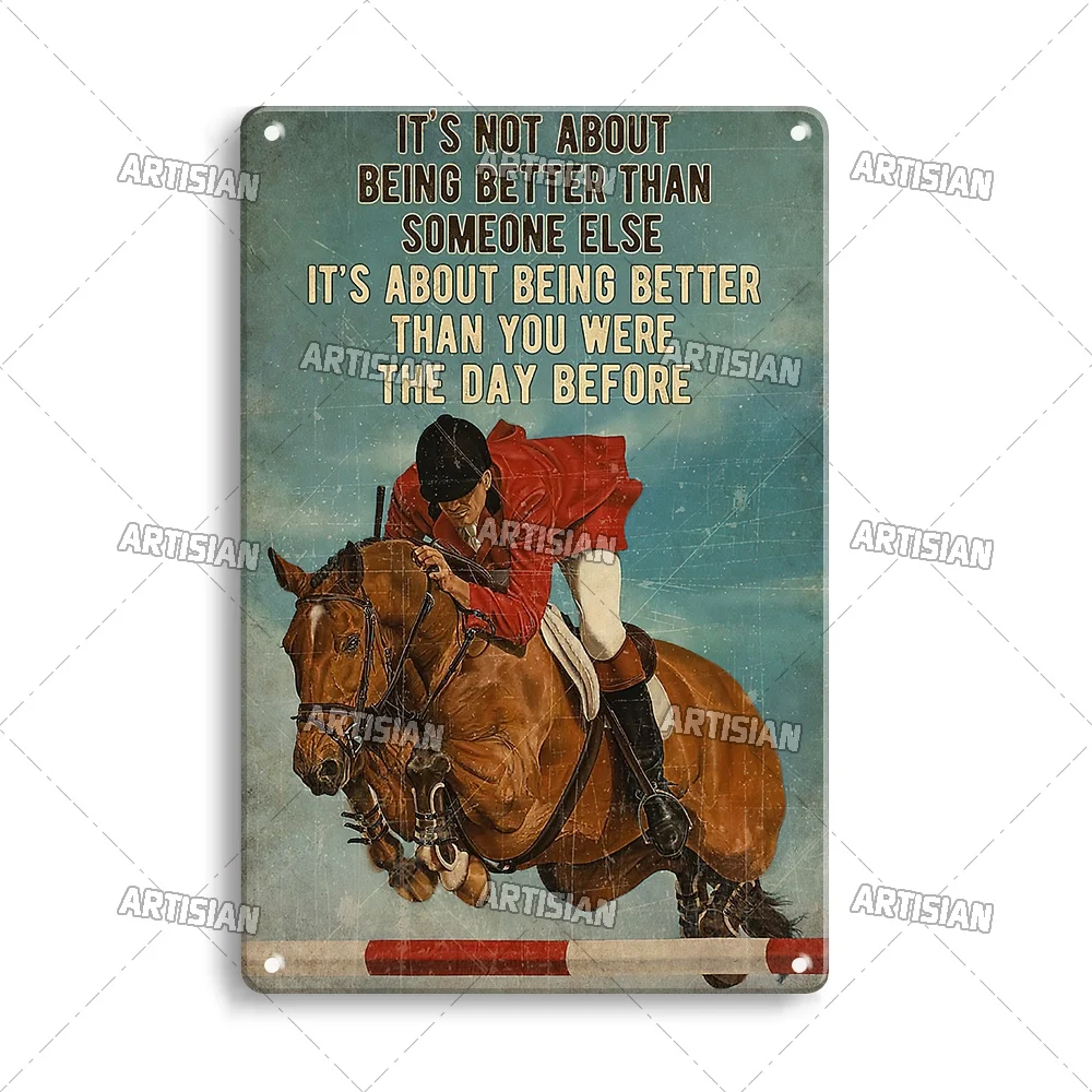 Panneau En étain Super Durable The Cowboy Leads The Horse To