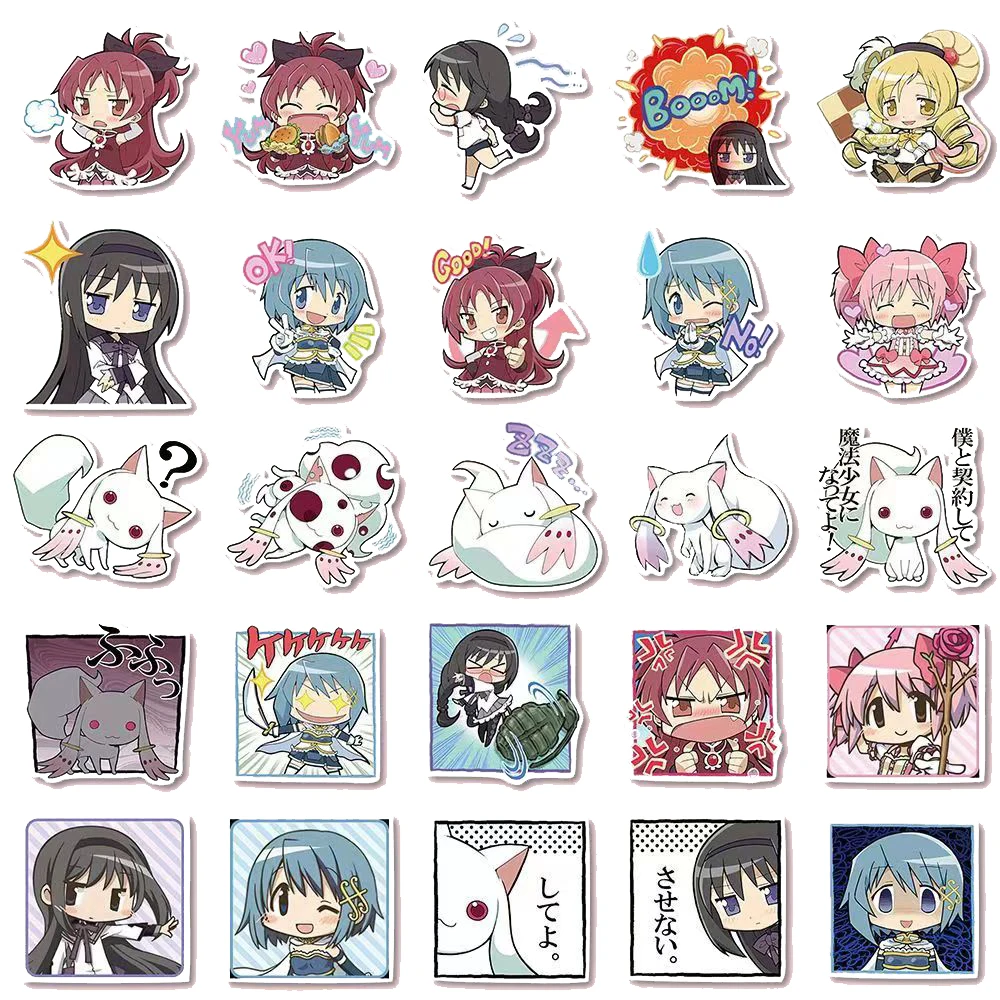 Pack De 48 Autocollants Madoka Magica - Décalcomanies Vinyle Pour Ordinateur, Bouteille, Vélo, Valise
