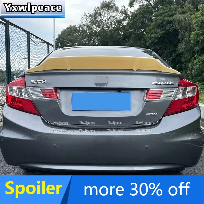 

For Honda Civic 4 Doors 2012 2013 Spoiler High Quality ABS Plastic R Style Primer Color Rear Trunk Lip Spoiler Car Styling