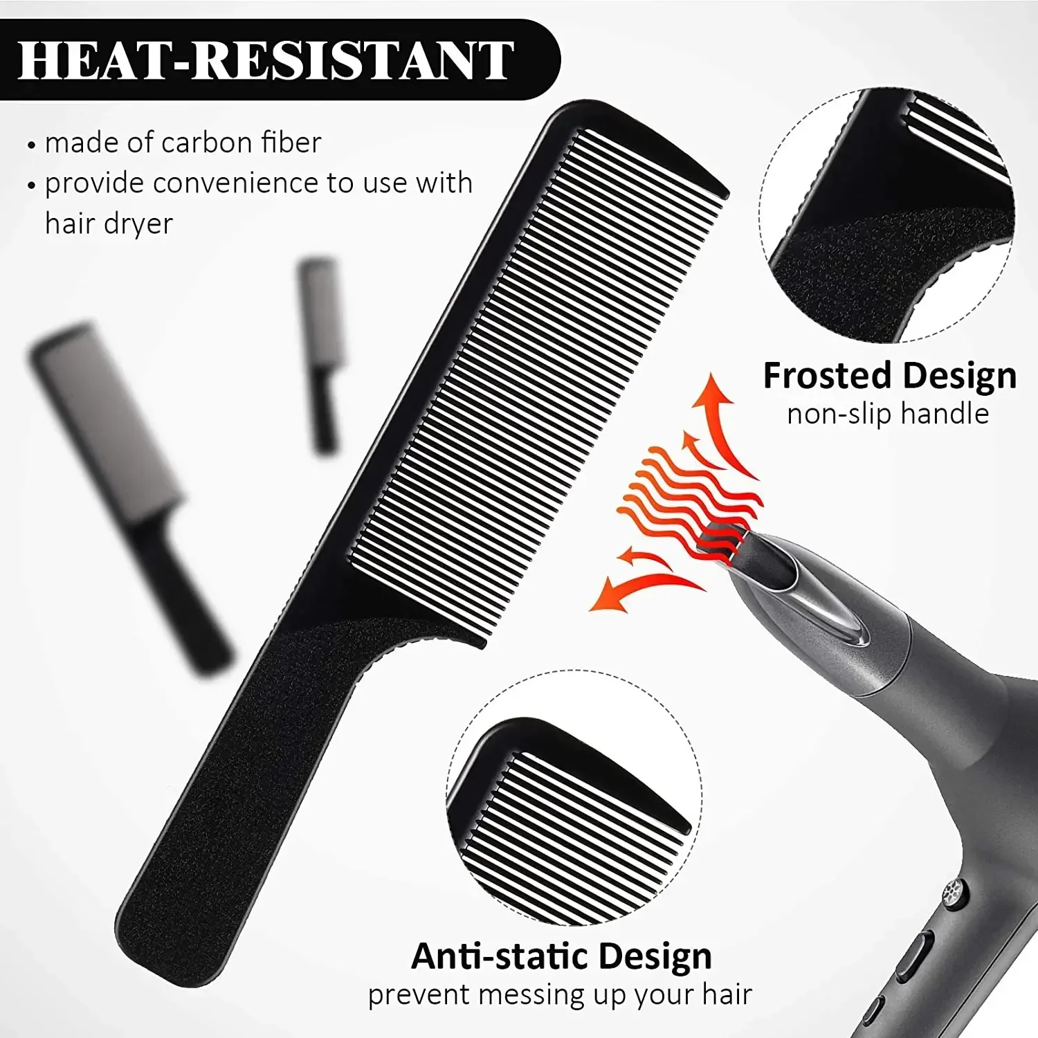 5 Pieces Barber Hairdressing Anti-static and heat-resistant hairdressing Tool comb Portable Styling for Men Wo men Accessories 5