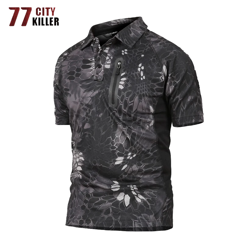 Polo Shirt Men Military Style Polo Mens Tactical Camouflage Polo