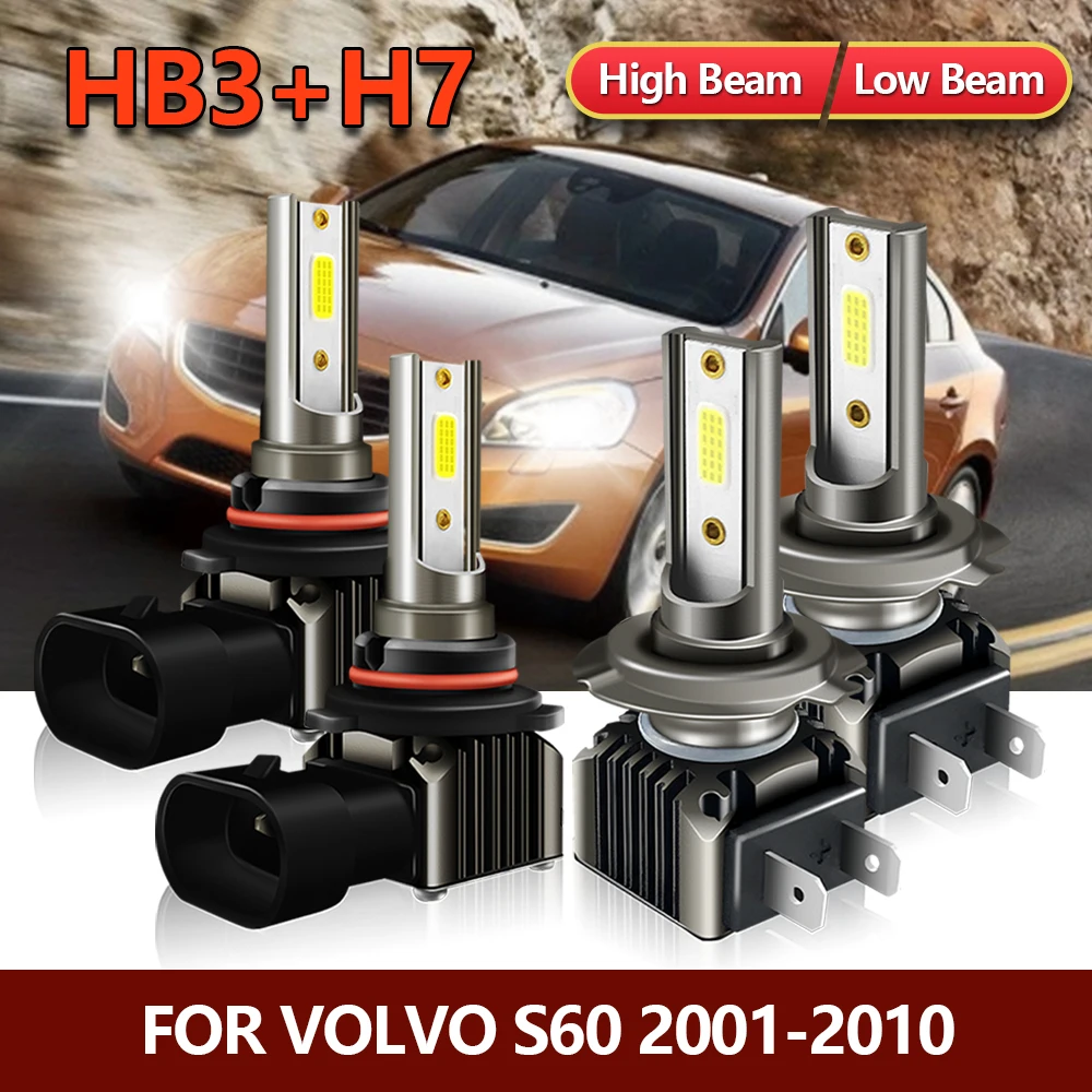 

4 светодиодный т., Автомобильные светодиодные лампы для фар Volvo S60 9005 2001 2002 2003 2004 2005 2006 2007 2008 2009 2010