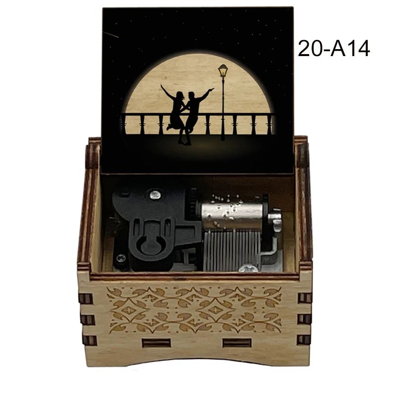 Couple Lucky Mascot La La Land Wooden Music Box Automatic Knob Movement Gifts for Lovers Bedroom Study Decorative Ornaments