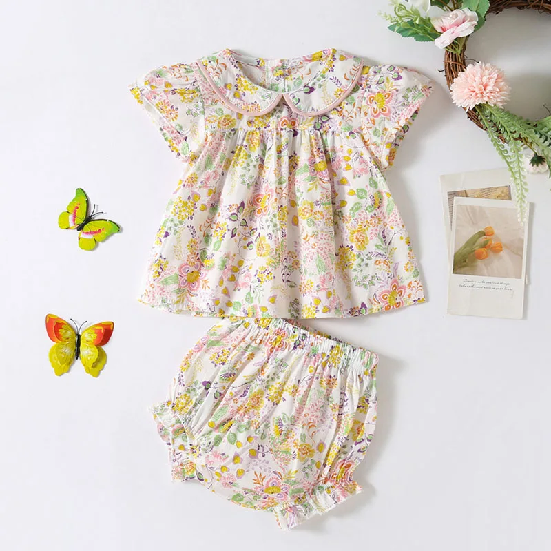 

Baby Clothing Sets For Girls Doll Collar Short Sleeve T-Shirt+Shorts 2Pcs Suit Toddler Summer Outfits Cotton Newborn Costume