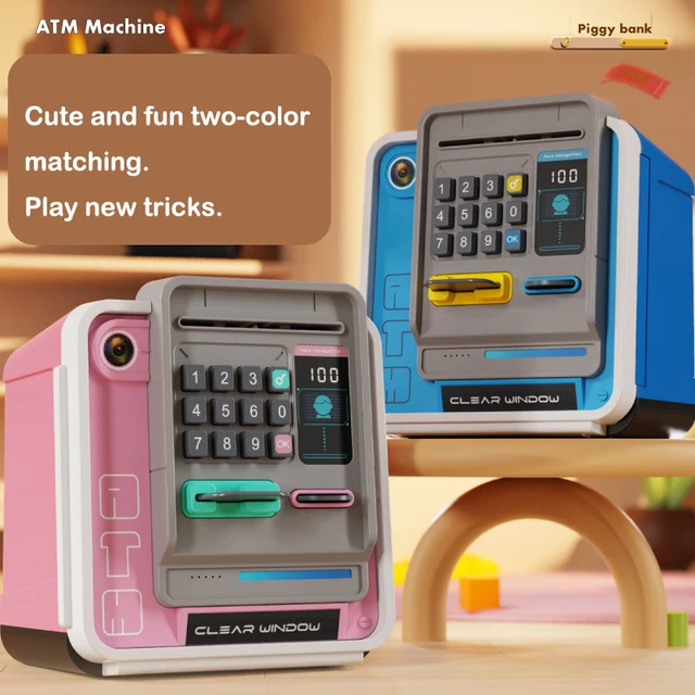 New ATM Machine Safe Box Money Bank Electronic Piggy Bank Automatic Code Key Lock Coin Deposit Password Money Box 2