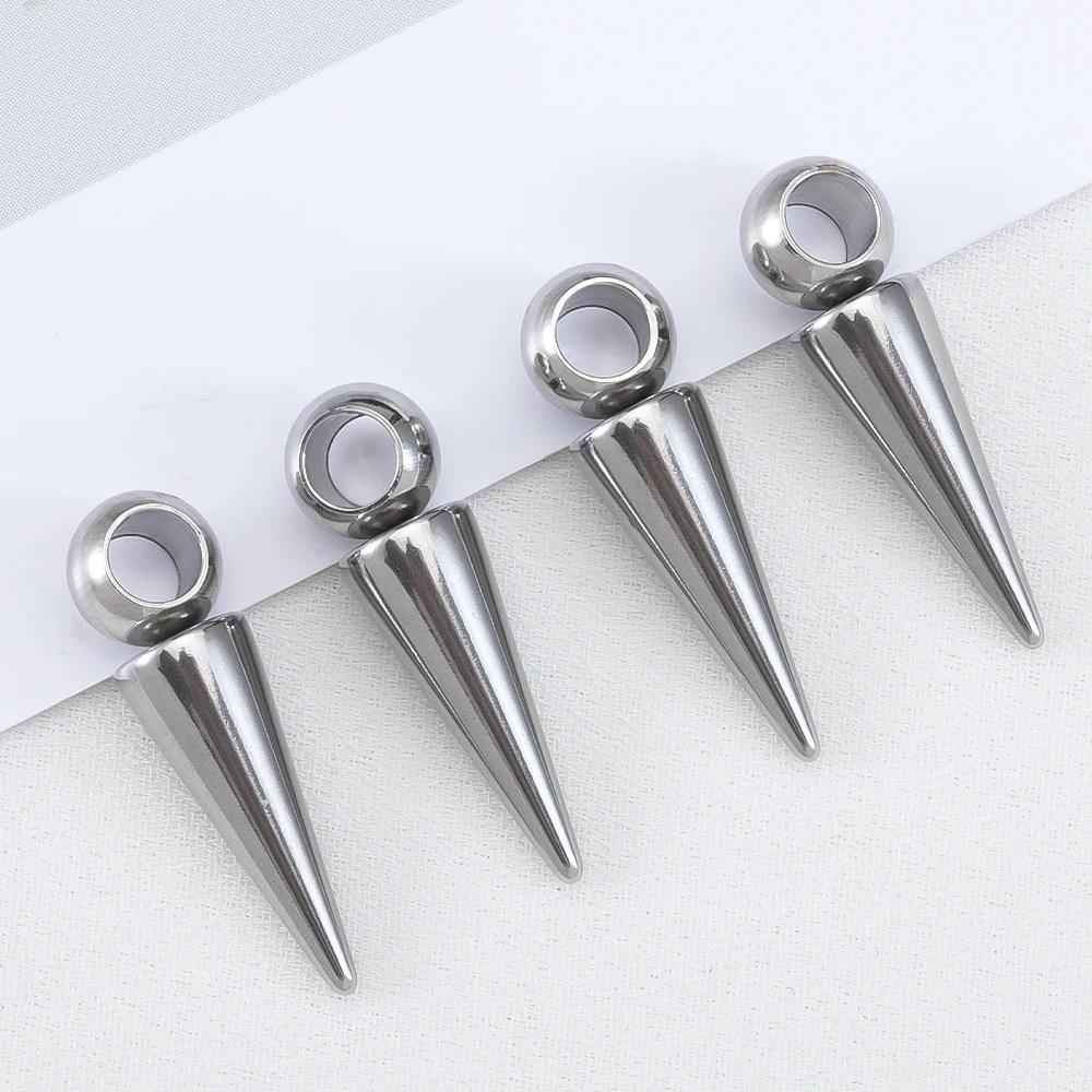 10PCS Retro Kegel Charms Anhänger Kein Verblassen Edelstahl Spike Perlen Anhänger für Frauen Mann Schmuck Machen Hoop Ohrring Erkenntnisse – Detail 11