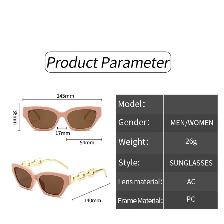 European And American Personalized Hip Hop Sunglasses Leg Chain Sunglasses Fashion Polygonal Small Frame Trendy Street Photography Sunglasses_viptrois.com
