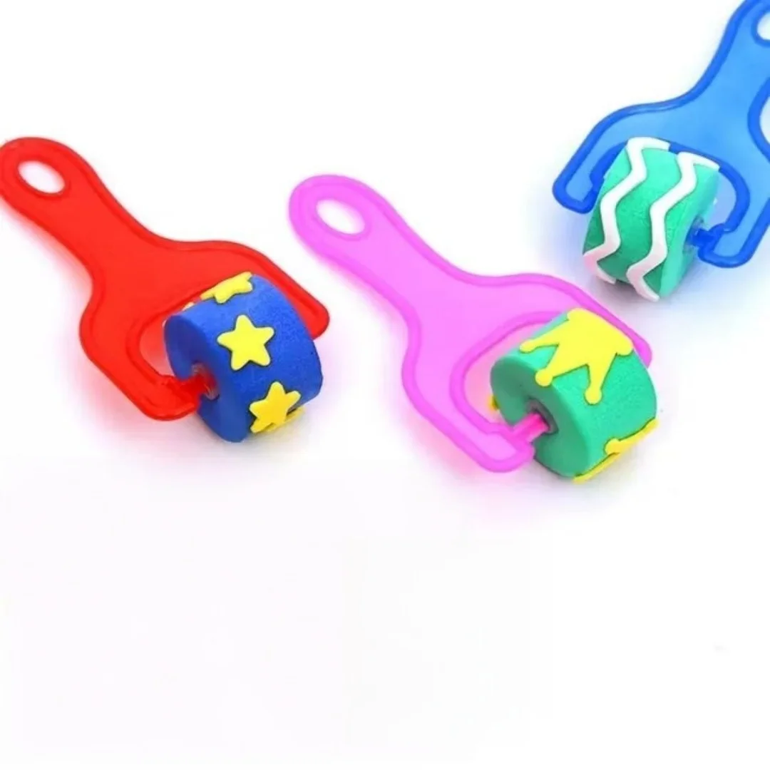 패턴 롤러 스탬프, 롤러 브러쉬, 스펀지 브러쉬 4종 세트, DIY 페인팅, 낙서 및 미술 도구용