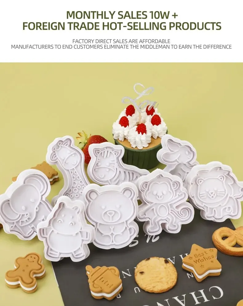 Description Picture 4 of itemOversea Hot Sales 4Pcs Animal Shape Cookies Cutter Mold Fruit Biscuit Mold Fondant Tool For Children DIY Baking