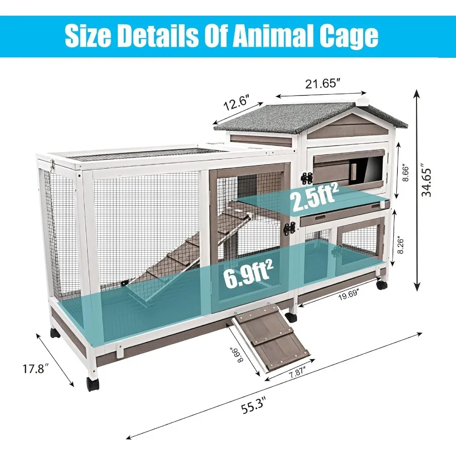 Two Story Bunny Hutch with Wheels 2