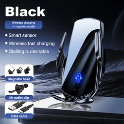 Universal Wireless Phone Holder with 15W Fast Charging (Black)