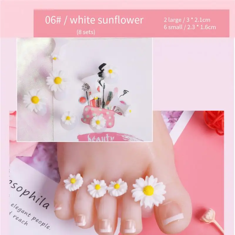 8 Pcs Soft Silicone Toe Separator Foot Finger Divider Form Manicure Pedicure Care Nail Art Tool Flower Holder Accessory nail art tools toe separators toe spreader finger toe separator