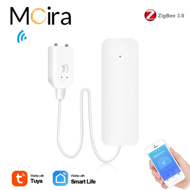 

Tuya Zigbee Water Leakage Alarm Water Leak Sensor Detector Flood Alert Overflow Security Alarm System Works With Zigbee Gateway