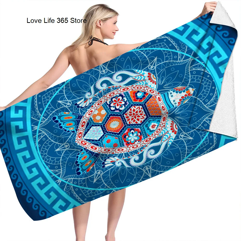 Datura And Turtle Quick Drying Printed Beach Bath Towel Adult Kids Swimming Microfiber Soft Breathable Lightweight Pool Towel 2