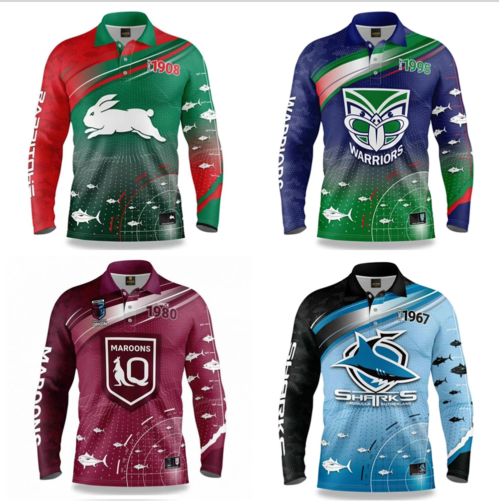 Australia 2022 2023 Fishfinder Fishing Shirt QLD MAROONS cowboys SHARKS RABBITOHS PANTHERS WESTS