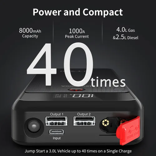 UTRAI 자동차 점프 스타터 파워뱅크 1000A 배터리 충전기 8000mAh 비상 보조베터리 부스터 점프스타터 12V 자동차에 대 한 LED 조명 시작 장치 3