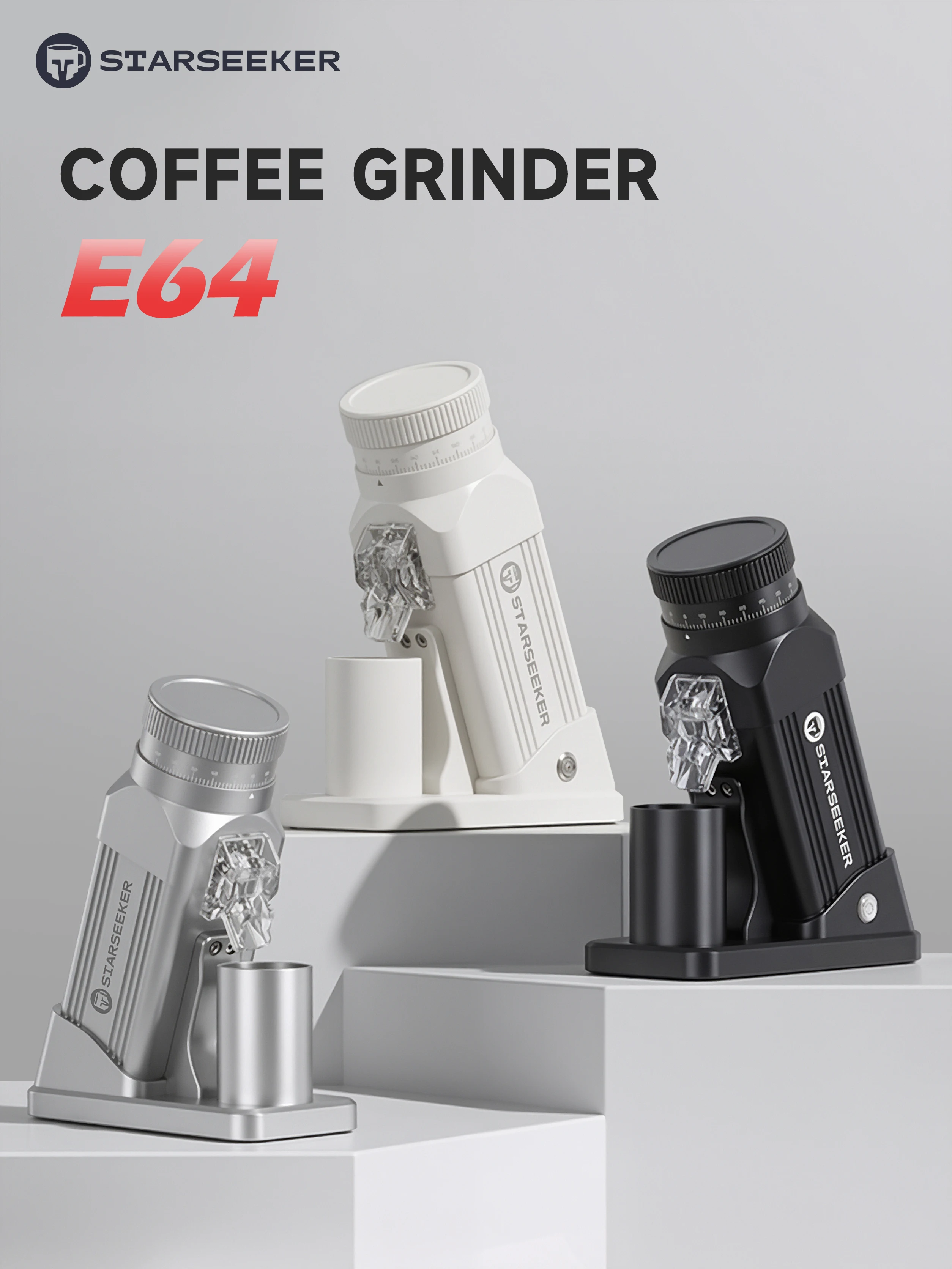 STARSEEKER E64 Electric Coffee Grinder 64MM Espresso Titanium Flat burr Stepless Fineness Adjustment Home Bean Grinder Black 2