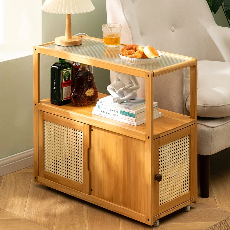 Movable Side Table Mini Coffee Table Sofa Side Cabinet Nightstand Square End Storage Rack Corner Stand Compact Tea Station