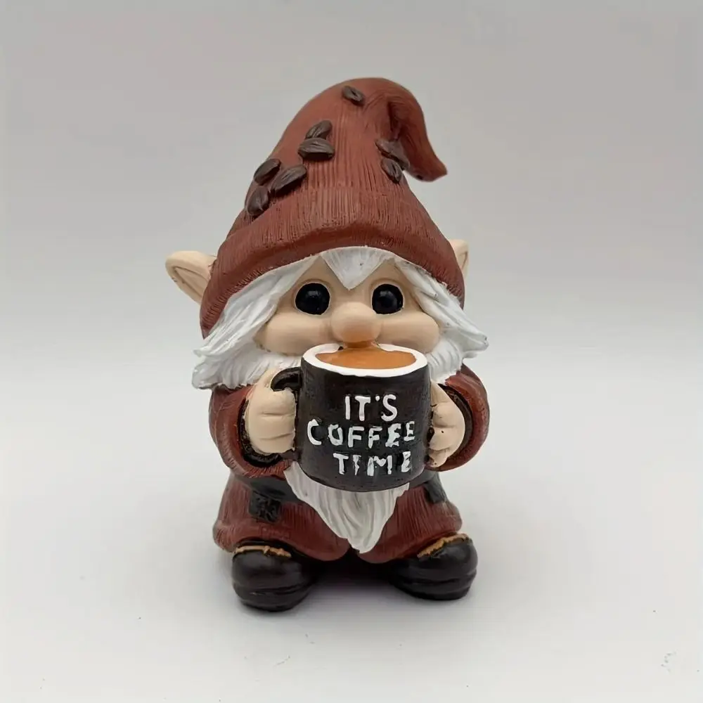 Micro Landscape Resin Coffee Gnome Figurine Cute Unique Miniature Sculpture Decorative Dwarf Statue Background Layout