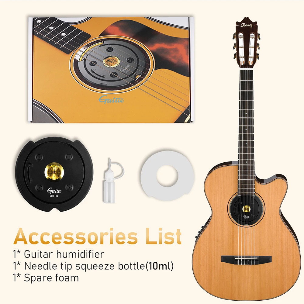 Guitar Humidifier Real Time Humidity Meter Anti-whistling Guitar Protection Acoustic Soundhole Cover