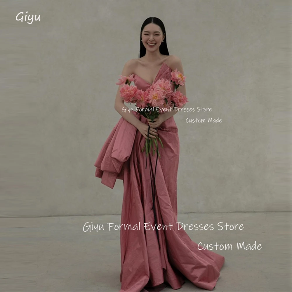 

Giyu Elegant Blush Pink Taffeta Korea Evening Dresses Sweetheart Mermaid Floor Length Prom Gowns Wedding Photoshoot 2024