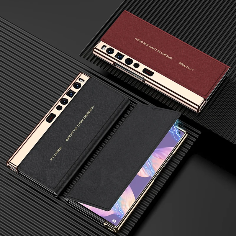 Original Case For Huawei Mate XS 2 Luxury Plating Painted Leather Magnetic Fold