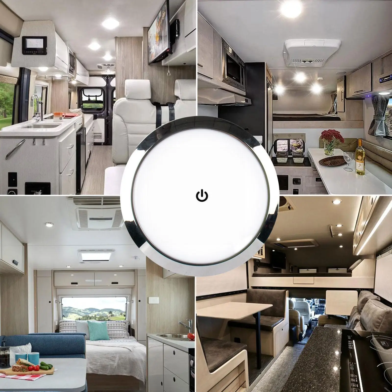 12V/24V RV Interior Ceiling LED Light With Dimmer Switch 5W Car Interior Led Round Light Roof Lamp For Camper Boat X1V8 tuya dimmer switch 220v wifi smart life app 2 4g wireless rf remote control led lamp bulb light triac dimer controller s1 b wt